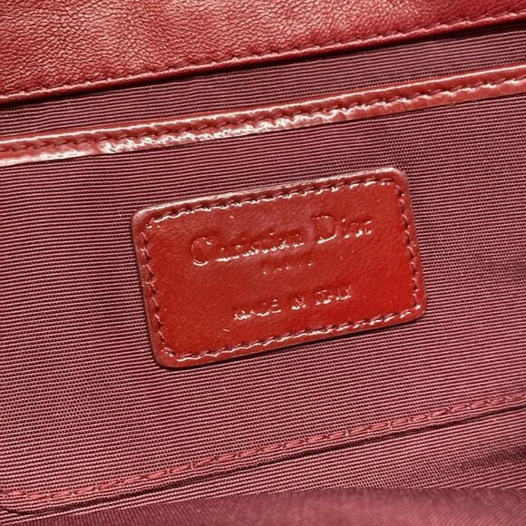 Auth DIOR/ChristianDior Cannage Stitch Red Patent Leather Clutch Bag - Picture 16 of 16